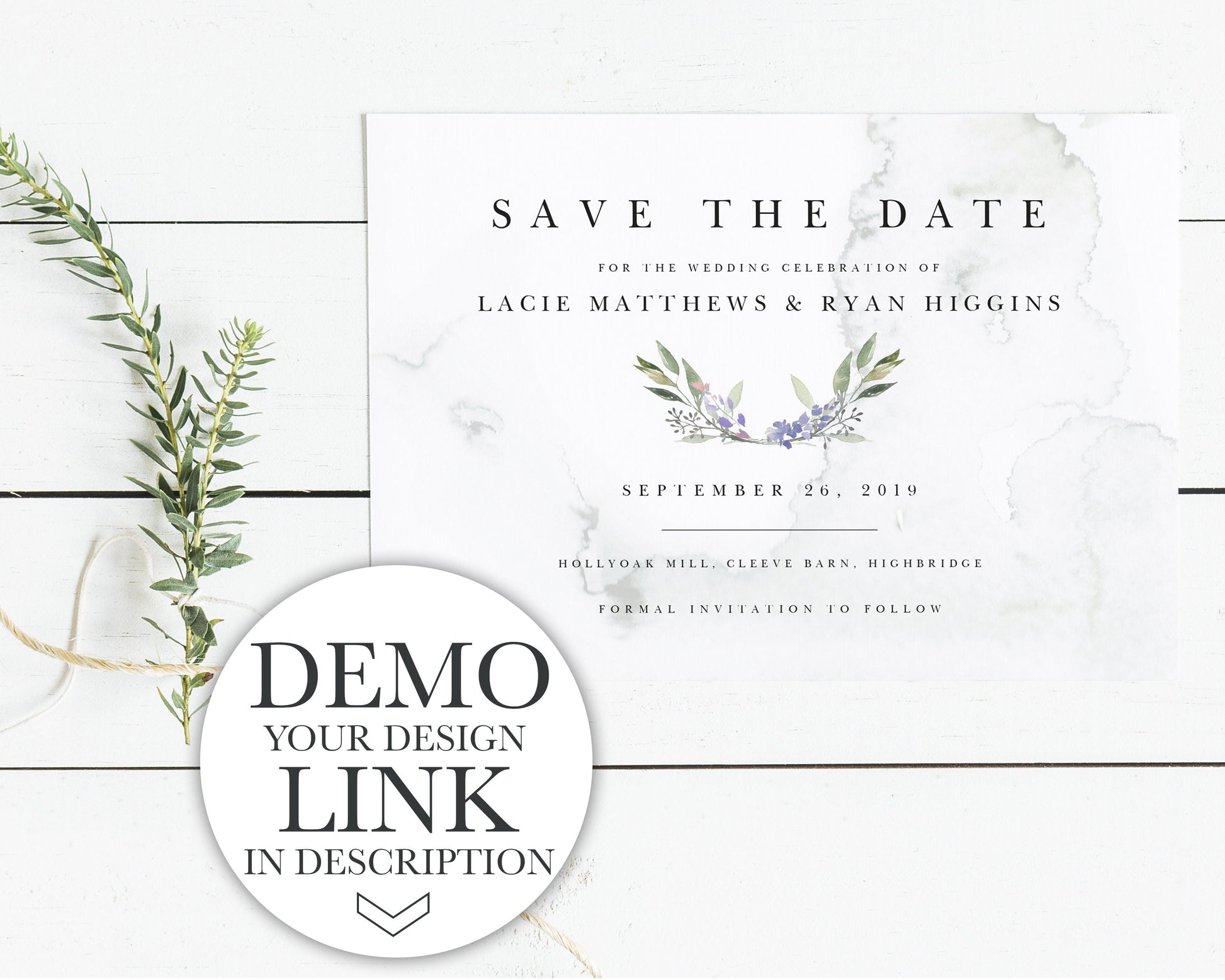 SAVE THE DATE Boho Florals & Greenery Wedding Stationery  |   Instant Download |  Printable Event Invitations |  Bundle |  Editable Template
