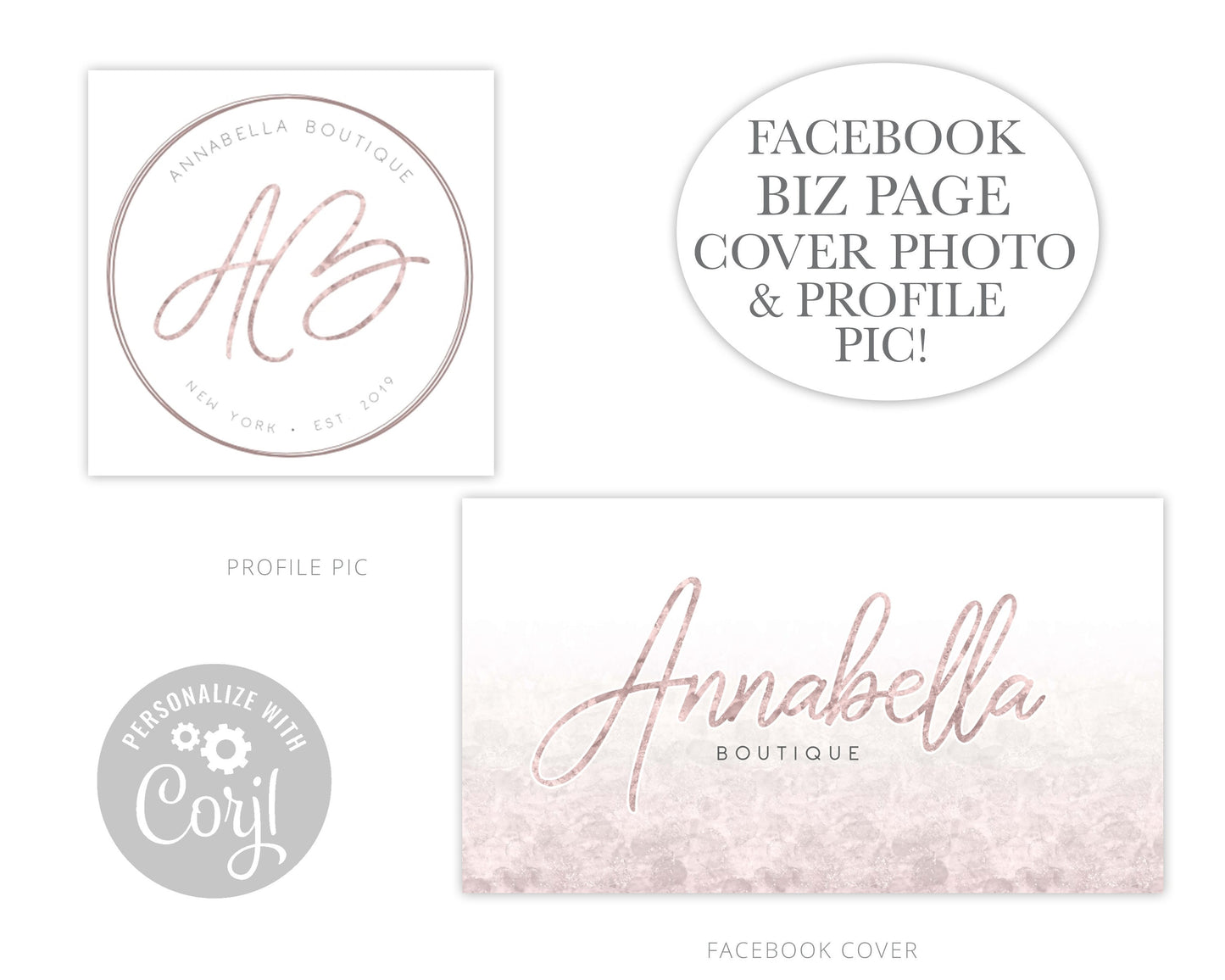 DIY Instant Edit & Download 3 x Feminine Logos and Social Branding Kit Minimal Signature Logo  |  Premade Logo | Edit yourself Online AB-001