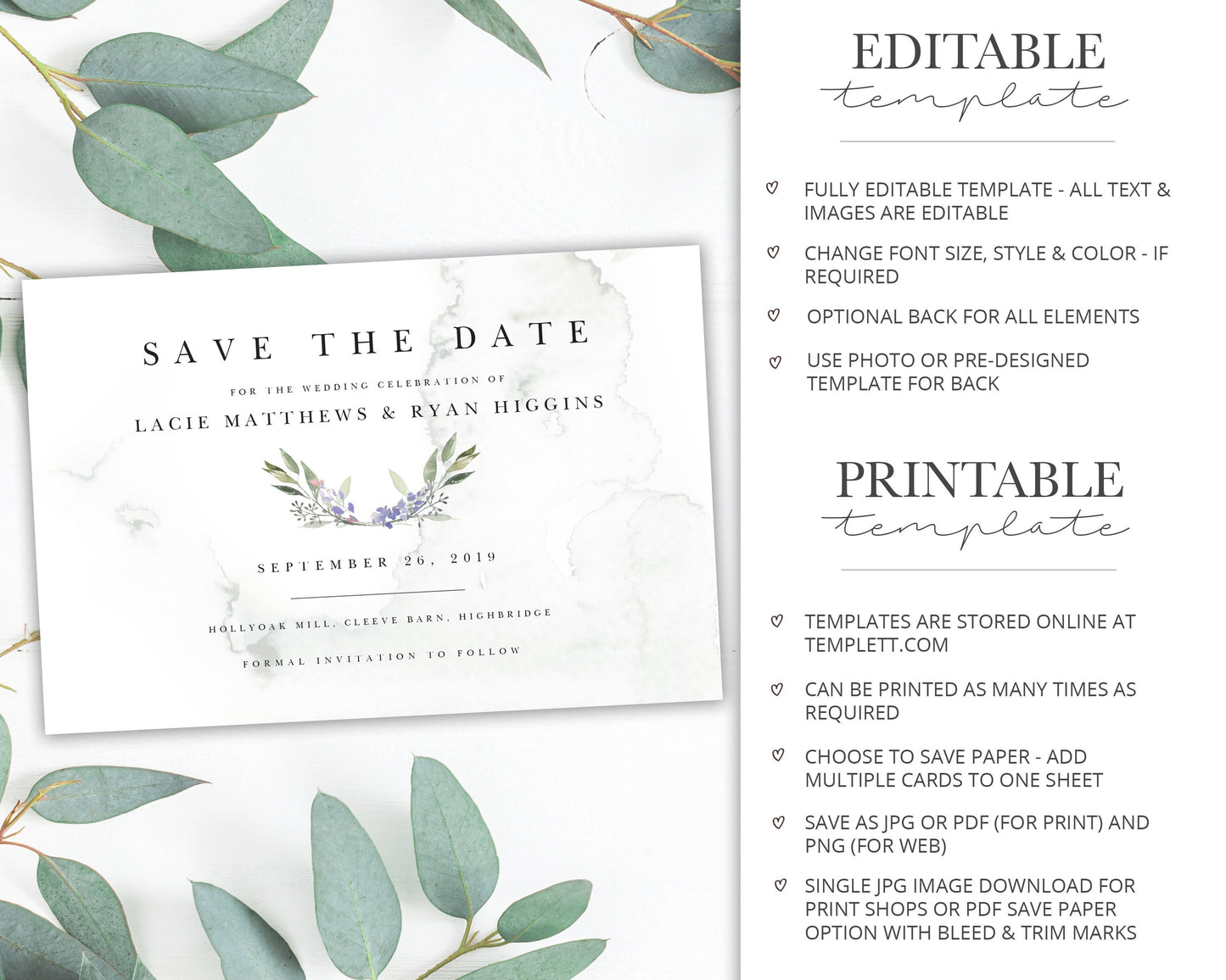 FULL SUITE Boho Florals Wedding Stationery  |   Instant Download  |  Printable Event Invitations  |  Bundle  |  Editable Online Template