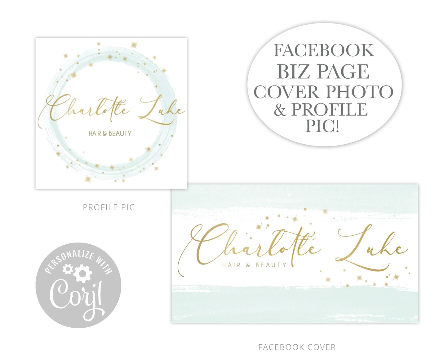 Editable 5pc Logo and Social Branding Kit Watercolor and Stars Logos Instant Edit & Download |  Premade Logo | Edit Online! 5 Colors CL-001