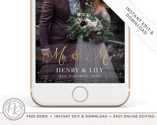 DIY Instant Edit Snapchat Geofilter Elegant Wedding | Editable Snapchat Geofilter | Event Editable Template - PRG001