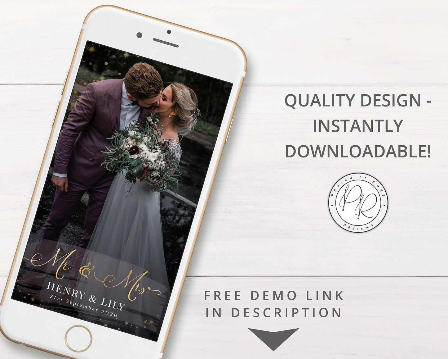 DIY Instant Edit Snapchat Geofilter Elegant Wedding | Editable Snapchat Geofilter | Event Editable Template - PRG001