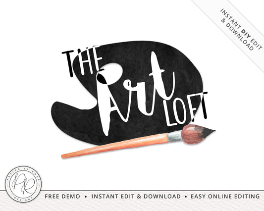 Editable Watercolor Paint Palette Artist Studio Startup Logo Design Instant Download | DIY Editable Logo Template |  Premade Logo - PR0333