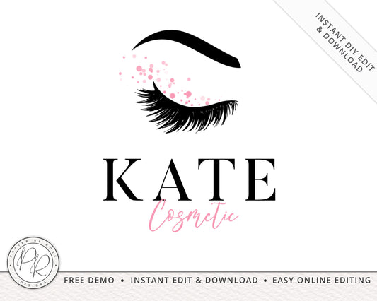 Editable Logo Lash Technician Makeup Artist Eyebrow Logo Design Watermark Instant Download | Editable Template | Business Branding - PR0327