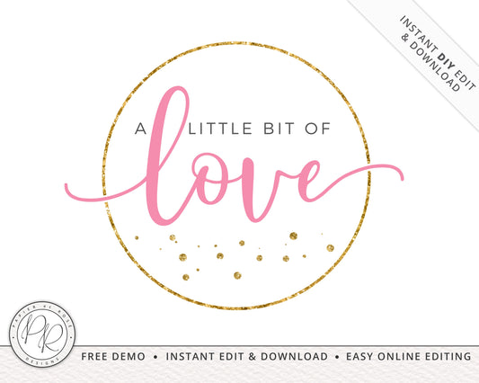 Editable Minimalist Stamp Circular Premade Logo | Instant Edit Online | Custom DIY Logo Design | Boutique Logo | Editable Template - PR0230