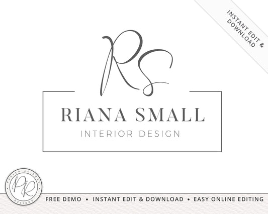 DIY Instant Edit & Download Simplistic Minimal Modern Typography Logo  |  Edit Yourself Online!  |  Premade logo  | Business logo | Branding