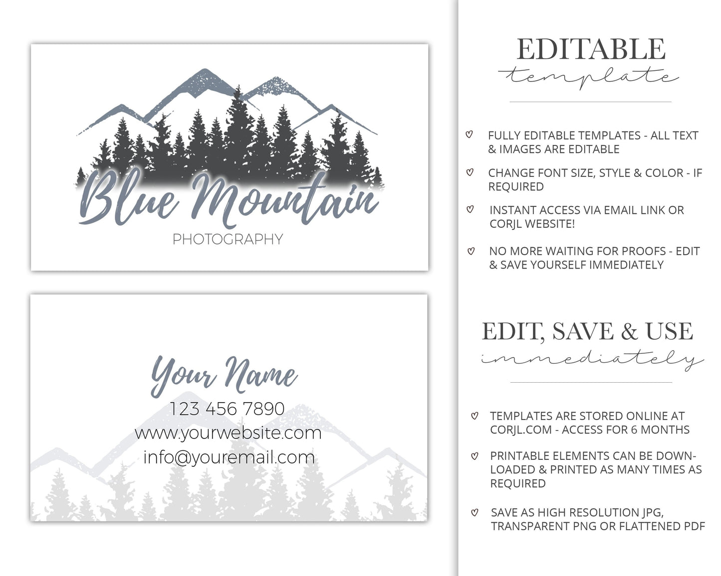 8pc Maxi Branding Kit Rustic Mountains Instant Download Logo Design  | DIY Editable Template | Premade logo | Brand Kit BM-001