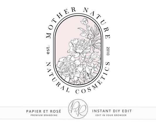 DIY Editable Simple Hipster Floral Logo Template |  Instant Watermark Illustrated Minimal Logo Download DIY logo Premade Template - PR0382