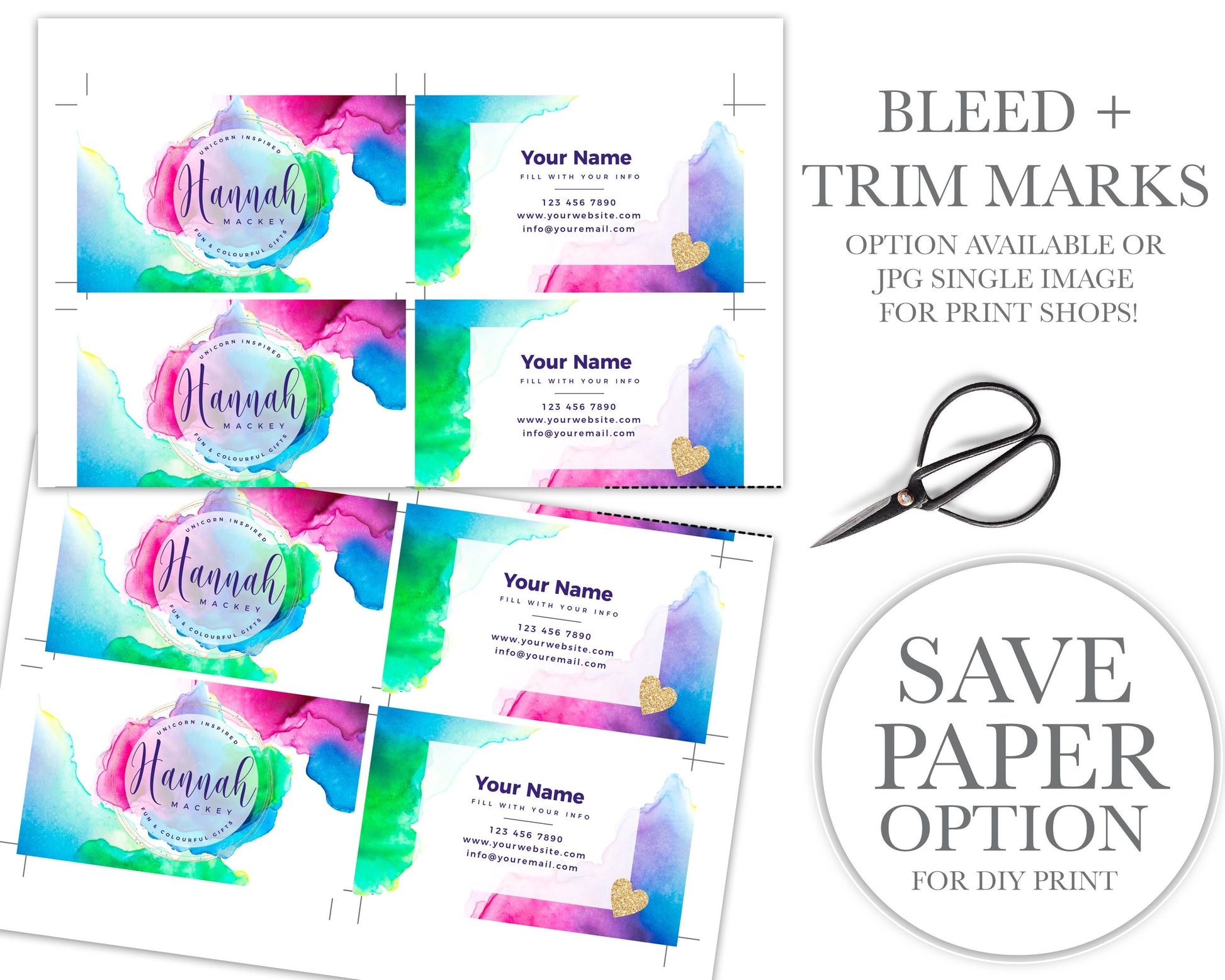 Editable 13pc Full Branding Set Instant Bright Rainbow Watercolor Logo Kit | DIY  Premade Business Startup logo Template HM-001