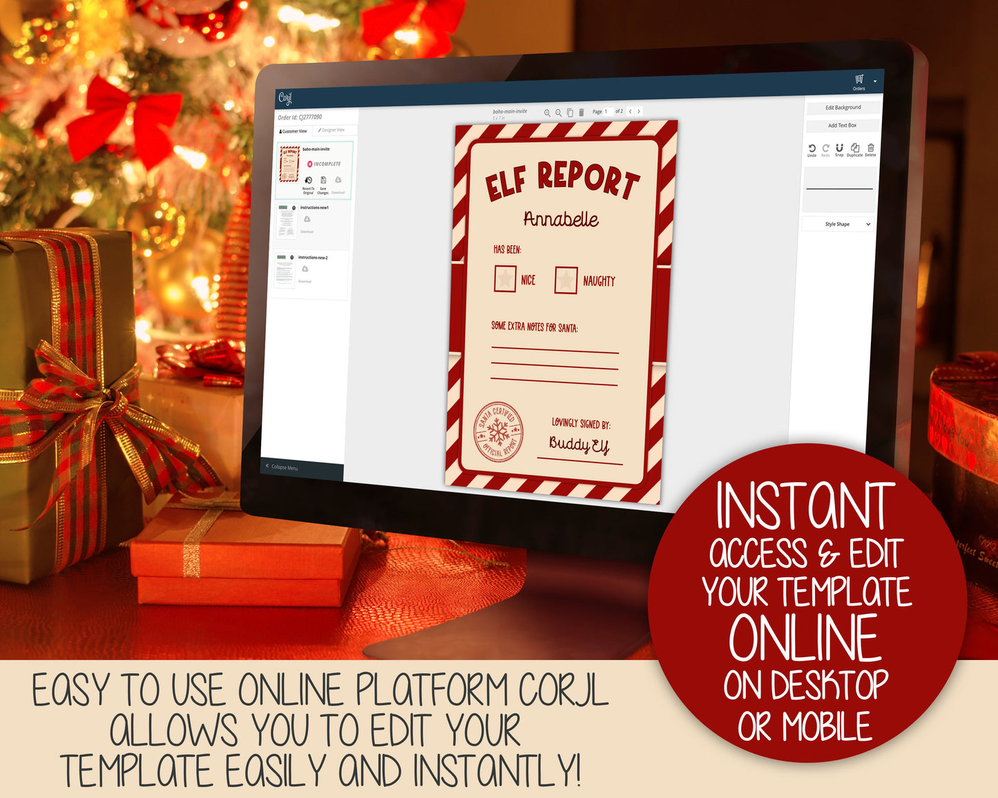 PRINTABLE Elf Report Slip EDITABLE A6 Instant Download DIY Editing Elves Update Elf Prop Ideas Elf Activity Elf Kit - PR0423