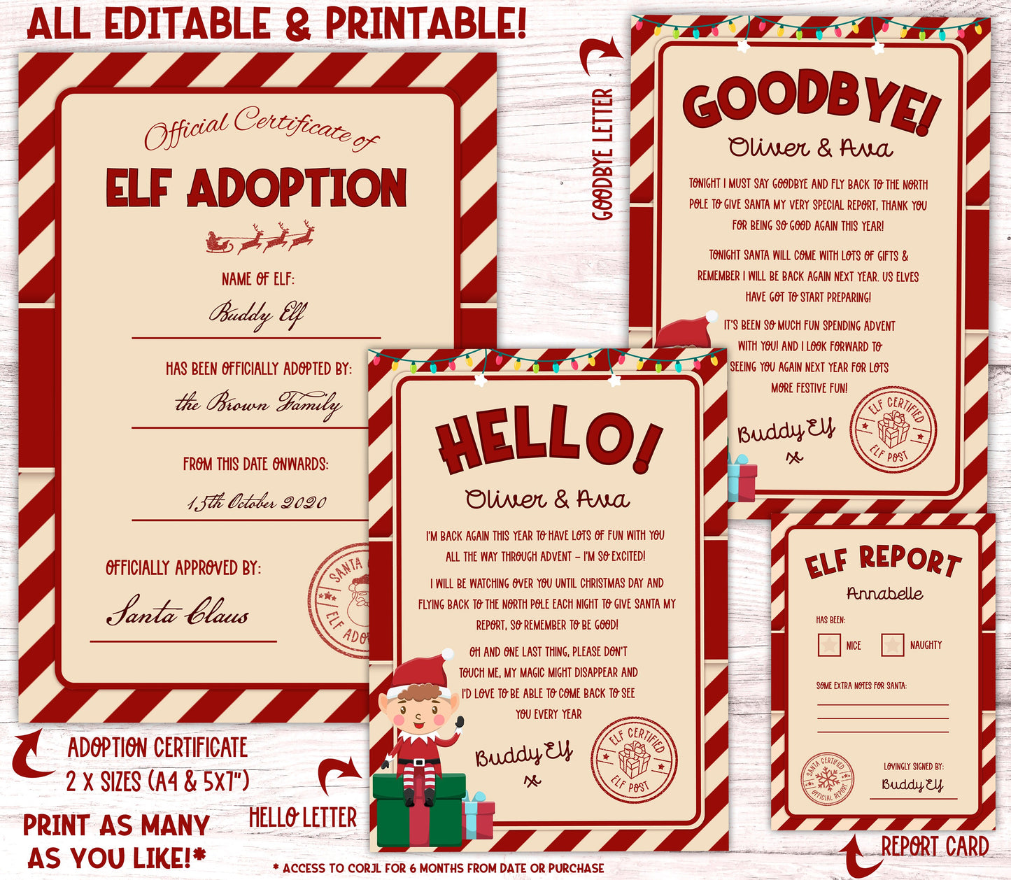 4pc EDITABLE Elf Printable Kit to PERSONALIZED Instant Download DIY Editing Elf Hello Letter Elf Prop Ideas Elf Activity Elf - PR0426