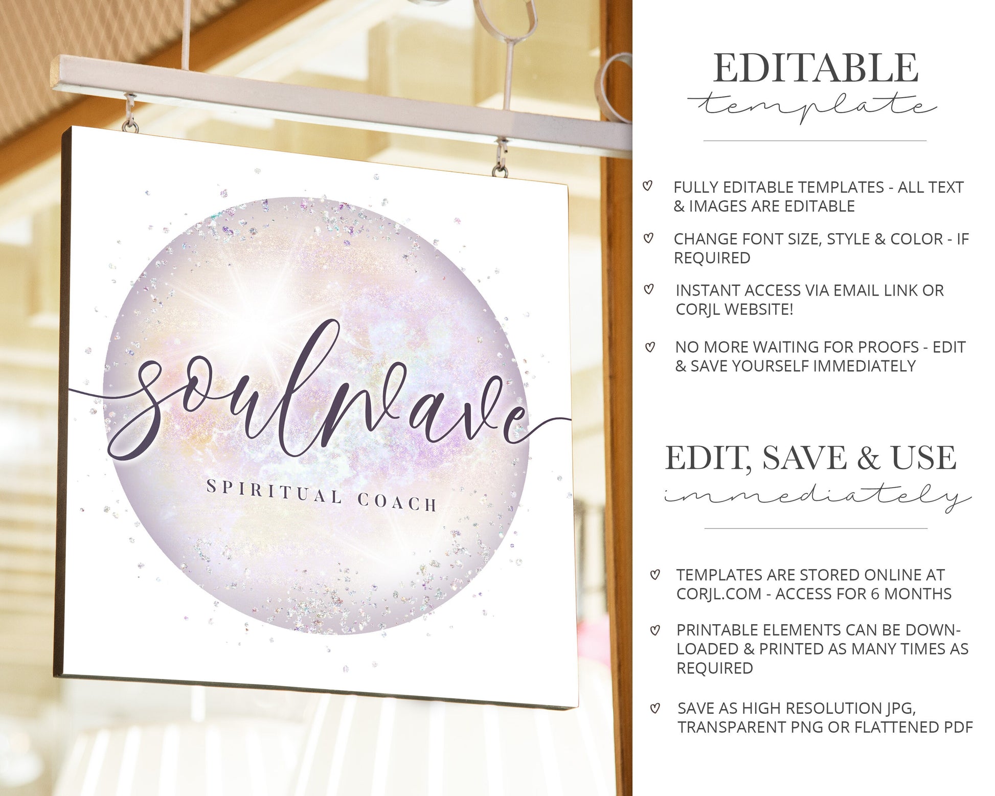 Editable Watercolor Logo Abstract Circular Pearl Ethereal Design Instant Download | DIY Logo Template |  Premade Logo - PR0448