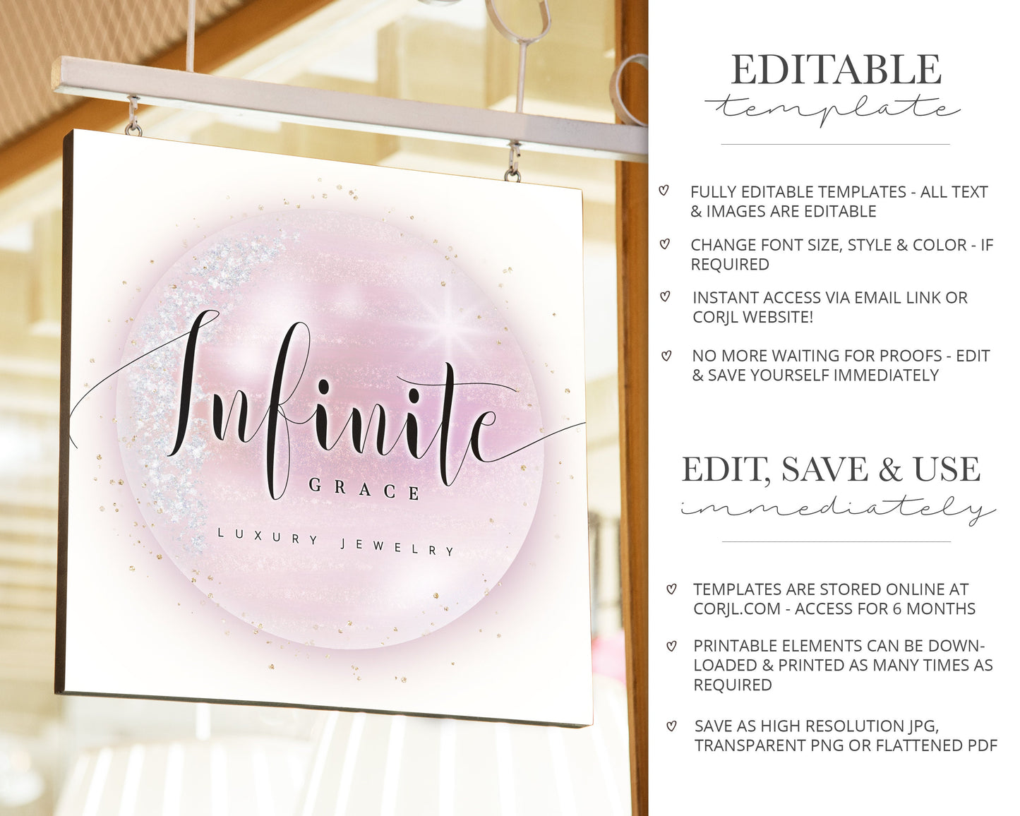 Editable Watercolor Feminine Logo Abstract Circular Pearl Ethereal Design Instant Download | DIY Logo Template |  Premade Logo - PR0447