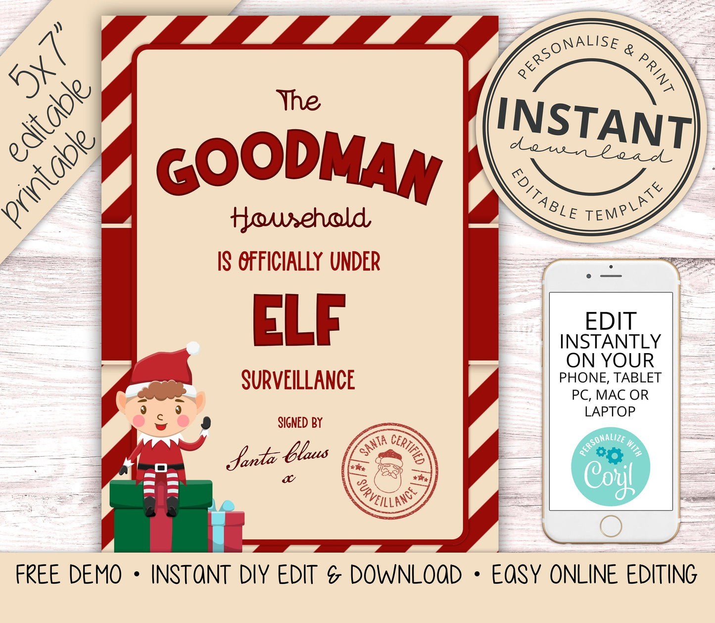 EDITABLE Elf Surveillance Letter INSTANT Download DIY Editing Elf Arrival Letter Welcome Note Elf Prop Ideas Elf Activity Elf Kit - PR0459