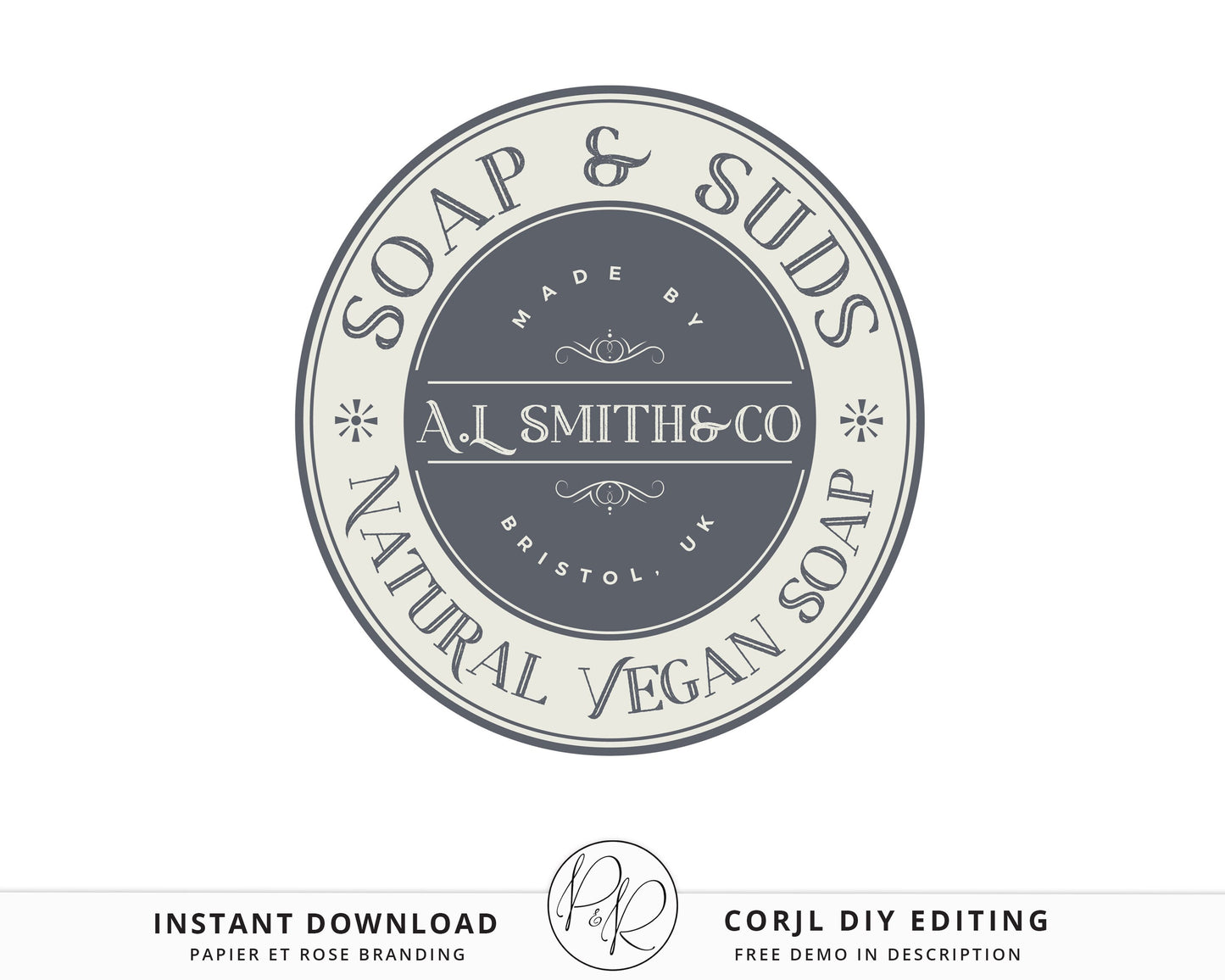 DIY Editable Vintage Logo Rustic Soap Label Design Instant Download | DIY Template |  Premade Logo | Watermark Logo - PR0436