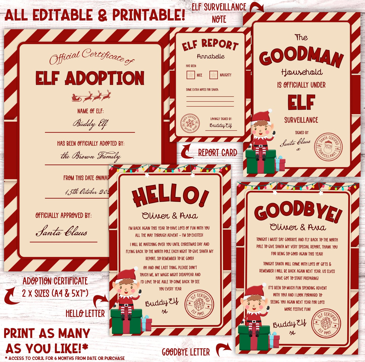 5pc EDITABLE Elf Printable Kit to PERSONALIZED Instant Download DIY Editing Elf Hello Letter Elf Prop Ideas Elf Activity Elf - PR0460