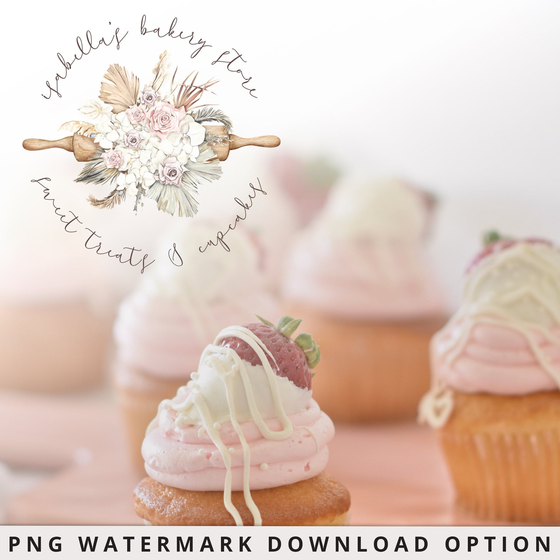 Editable Premade Logo Suite 3x Boho Florals Bakery Logo Kit Branding Kit Package | Instant Edit DIY Cake Maker Boho Editable Template IB-001