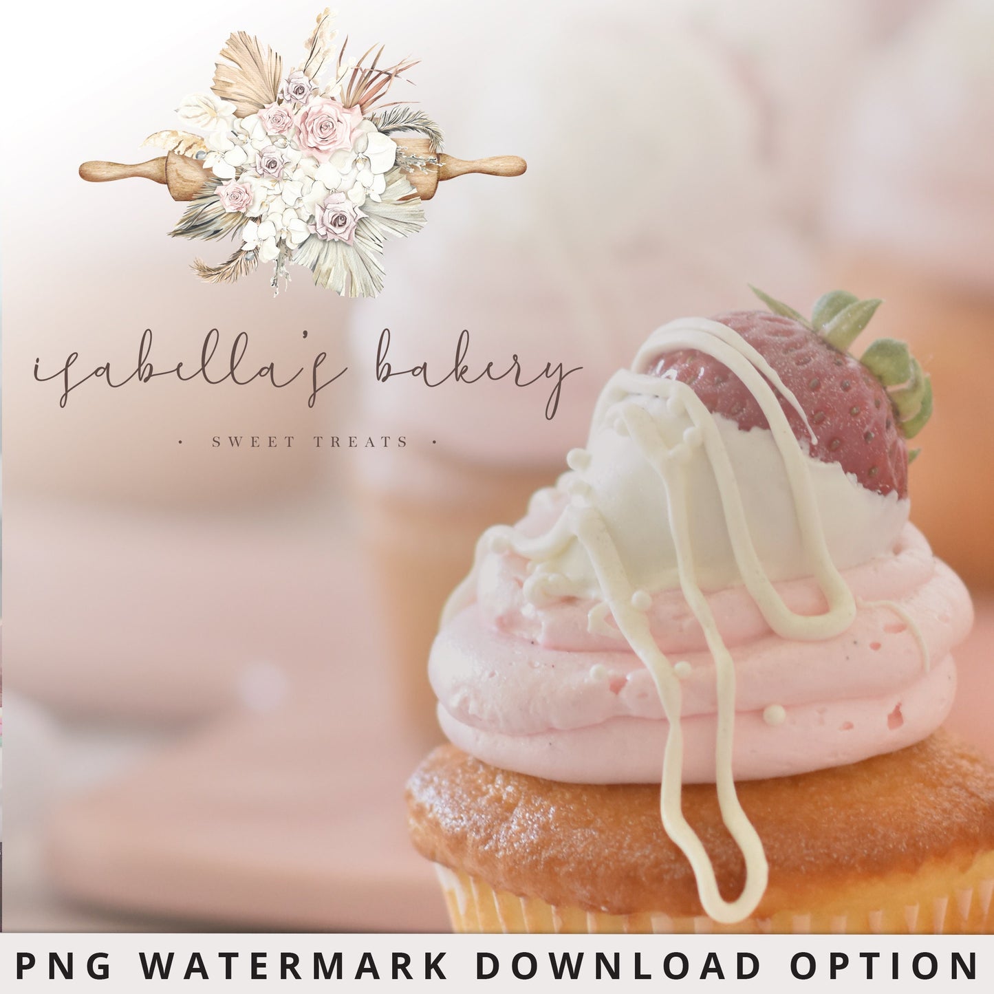 DIY Editable Bakery Logo Cake Maker With Boho Florals Watercolor Logo Design Instant Download | DIY Logo Template |  Premade Logo - PR0515