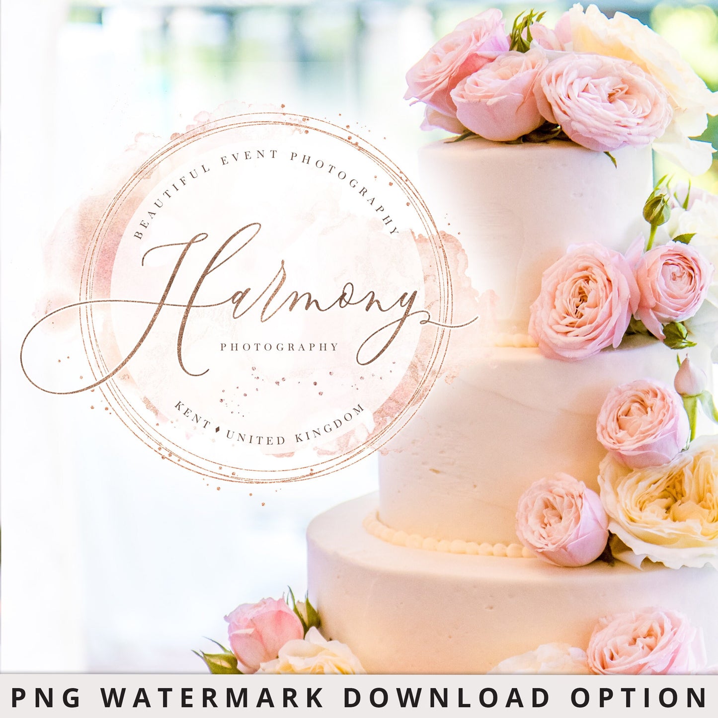 Editable Round Blush Pink Marble Watercolor & Rose Gold Glitter Logo Design Instant Download | DIY Logo Template |  Premade Logo HP-001