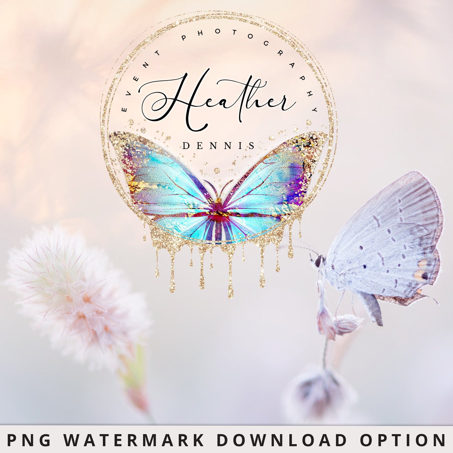 DIY Premade 3 x Logo Suite Ethereal Butterfly Gold Glitter Sparkle Branding Kit Package | Instant Edit DIY logo Editable Template HD-001