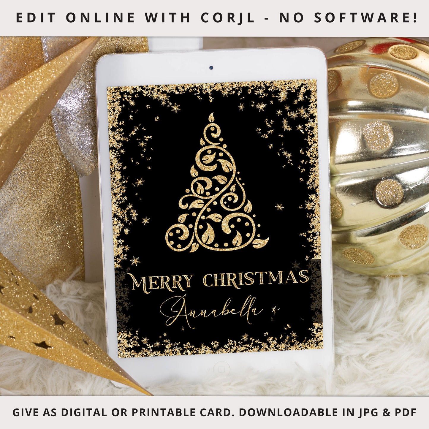PERSONALISED Christmas Card 5 x 7" INSTANT Download DIY Editable Digital Printable Card - One-Sided Email Christmas Greeting Image - PR0555