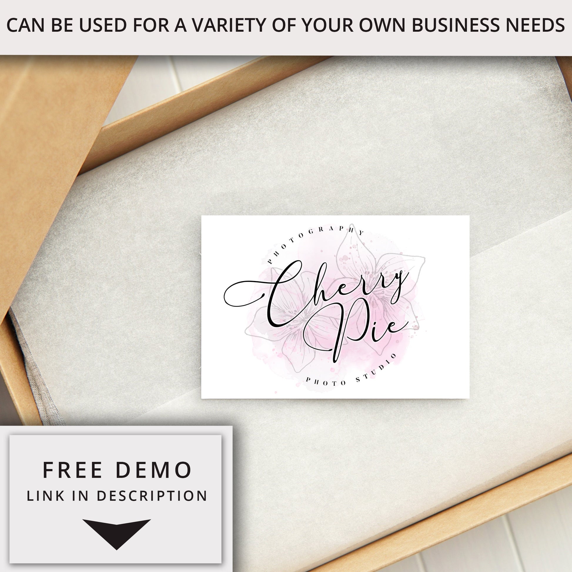 Editable Round Feminine Business Logo Watercolor Ink Splash Floral Circular Logo Instant Download | DIY Logo Template |  Premade Logo PR0546