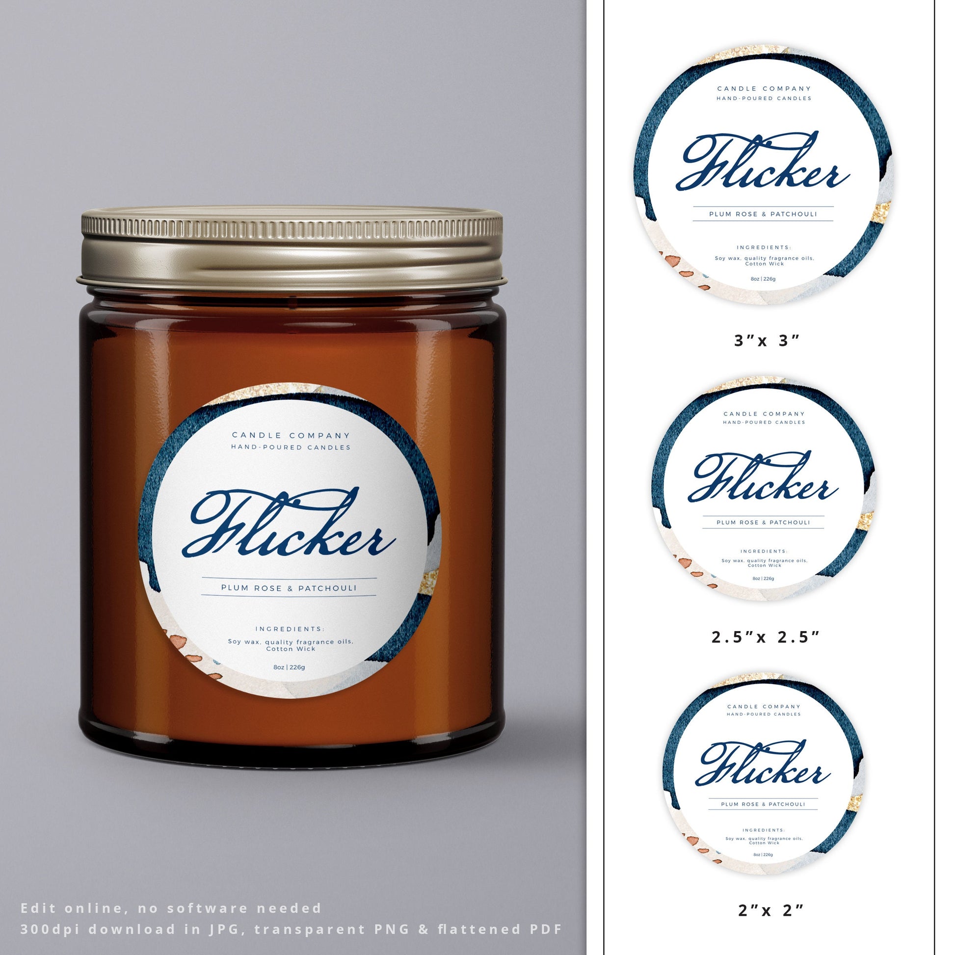 Editable Candle Labels, Candle Label Template, Printable Stickers