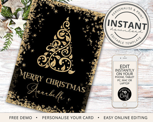 PERSONALISED Christmas Card 5 x 7" INSTANT Download DIY Editable Digital Printable Card - One-Sided Email Christmas Greeting Image - PR0555