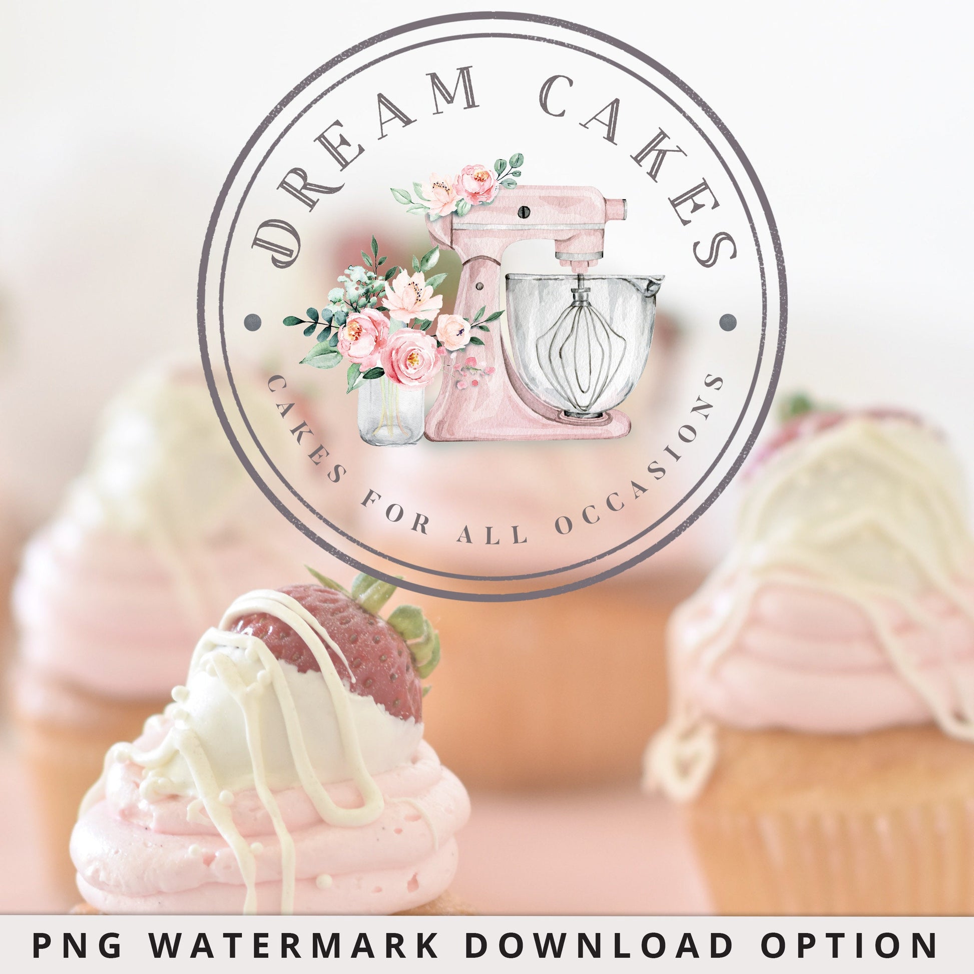 DIY Premade 3 x Logo Suite Farmhouse Cake Decorator Baking Watercolor Branding Kit Package | Instant Edit DIY logo Editable Template DC-001