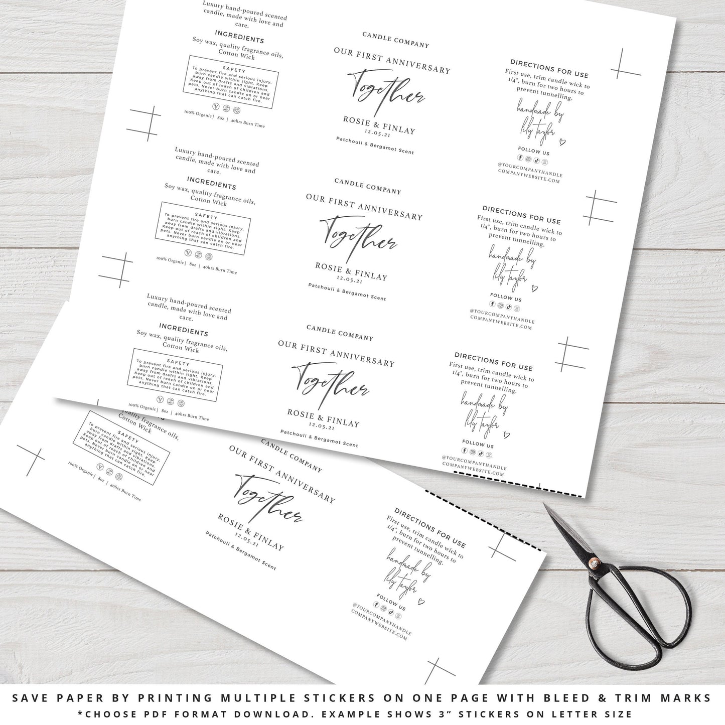 Editable Product Labels Personalised Wedding Wrap Around Label Template INSTANT DOWNLOAD Product Label Design - Corjl Label  PR0588