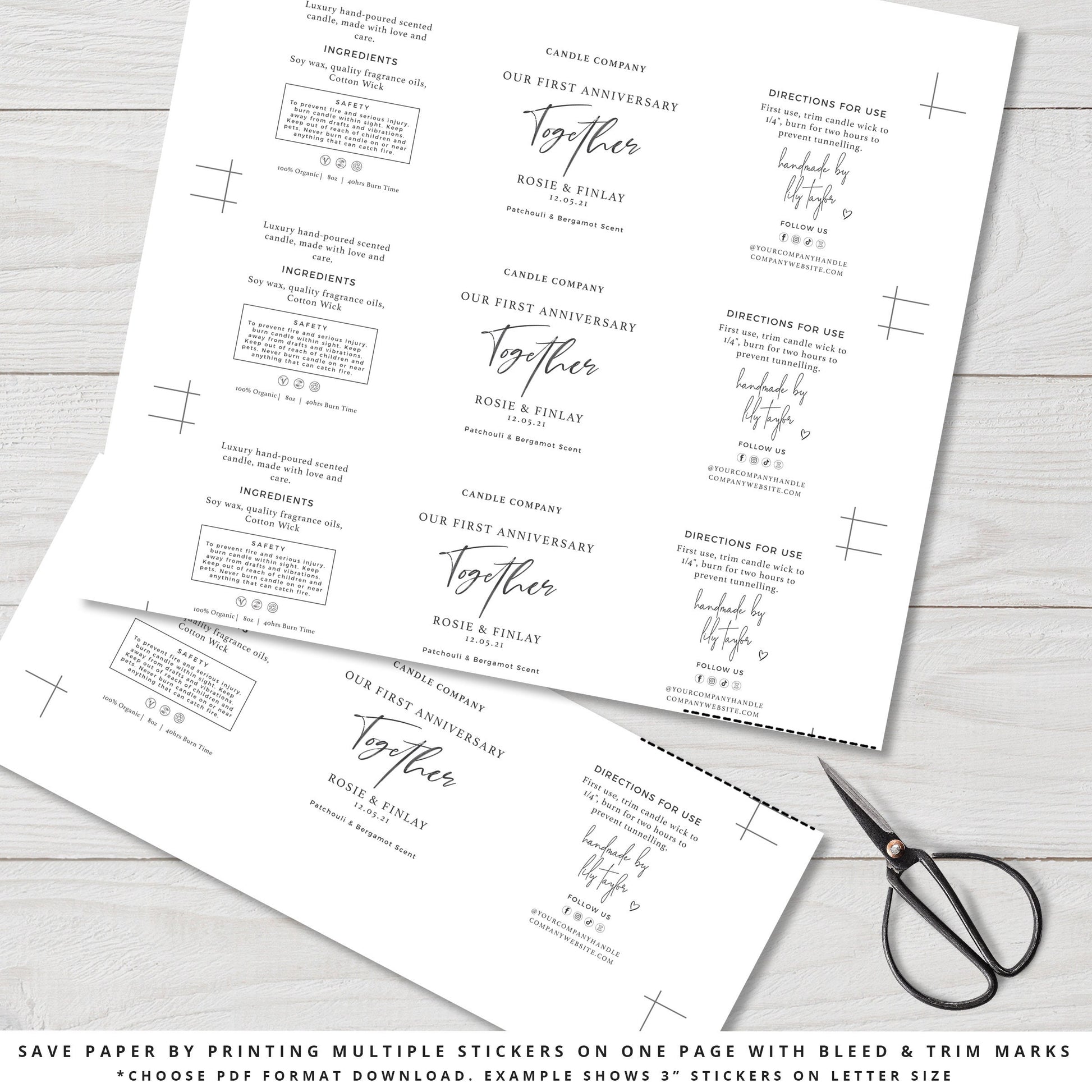 Editable Product Labels Personalised Wedding Wrap Around Label Template INSTANT DOWNLOAD Product Label Design - Corjl Label  PR0588