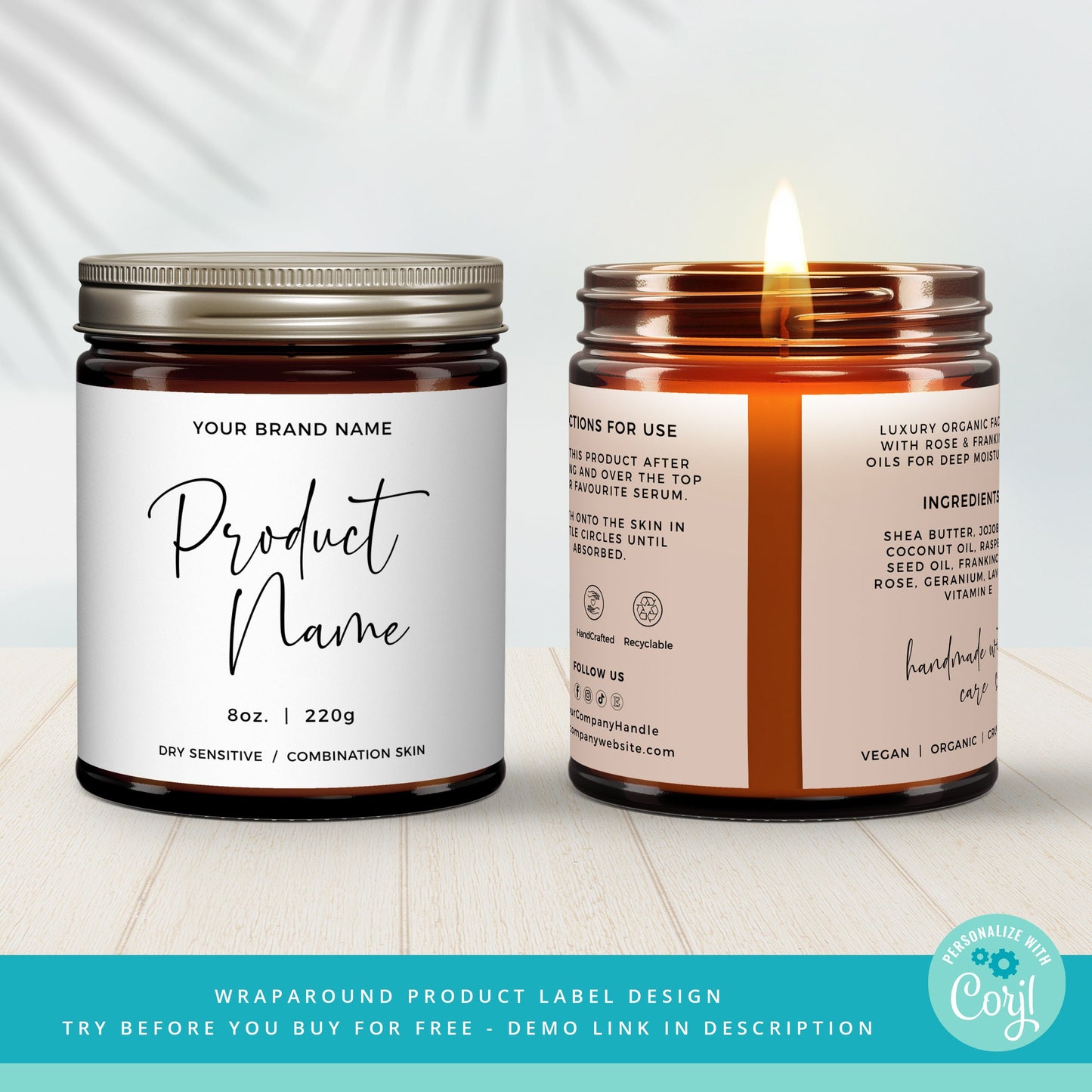 EDITABLE CANDLE LABEL Template, Candle Label Luxury Design