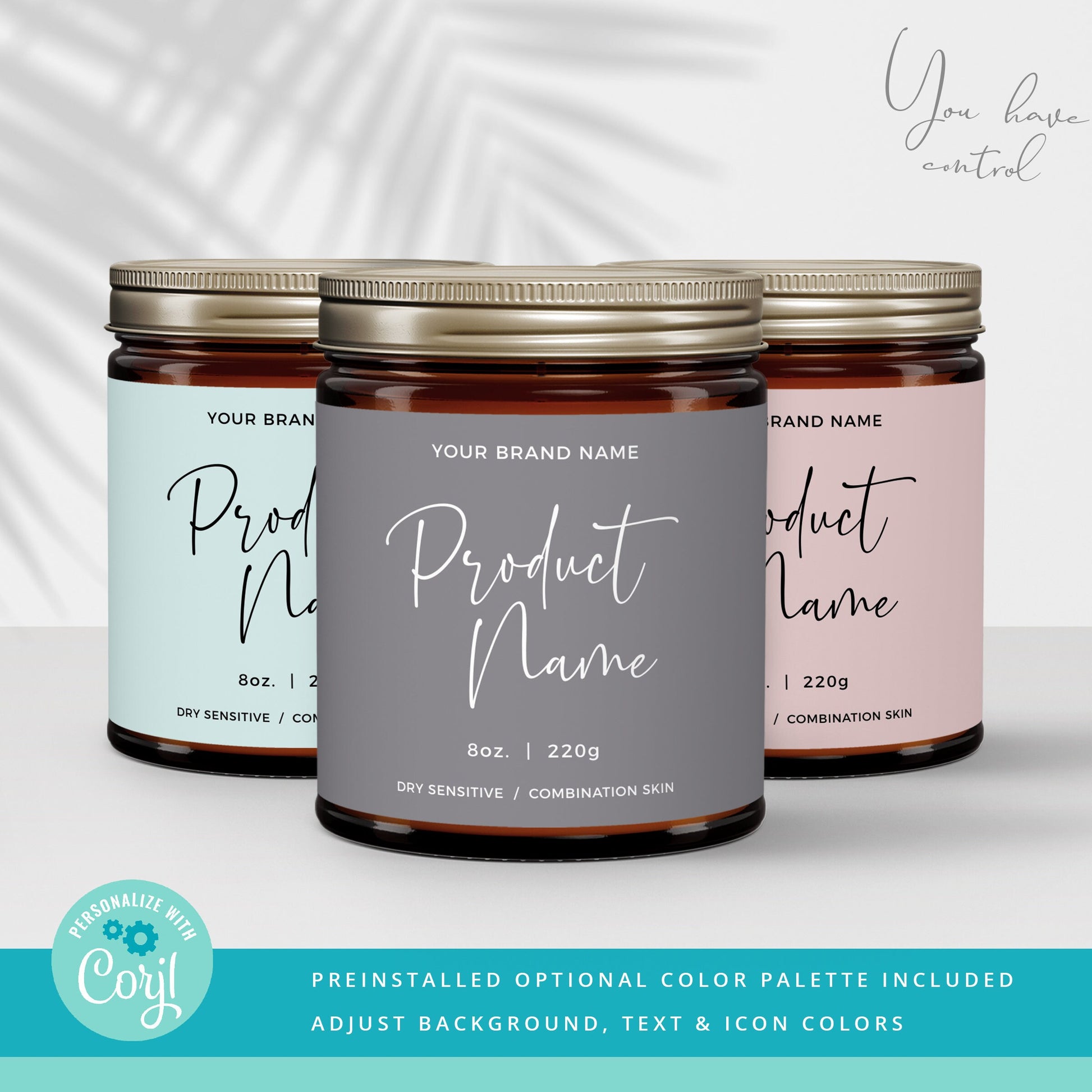 Editable Product Label Minimalist Personalised Wrap Around Template | 4 Sizes: 2x6" / 2x7"/ 2.5x8" / 2.5x9" - INSTANT DOWNLOAD - PR0589