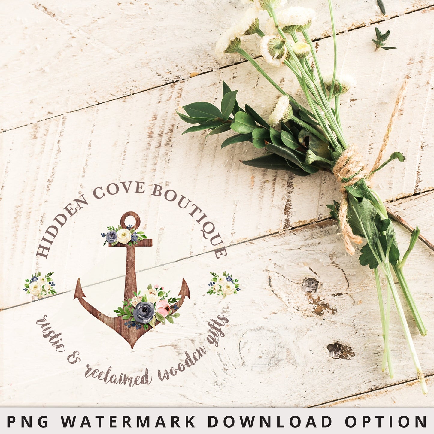 Editable Rustic Watercolor Nautical Anchor Floral Boutique Logo Design Instant Download | DIY Editable Template |  Pre Made Logo - PR0167