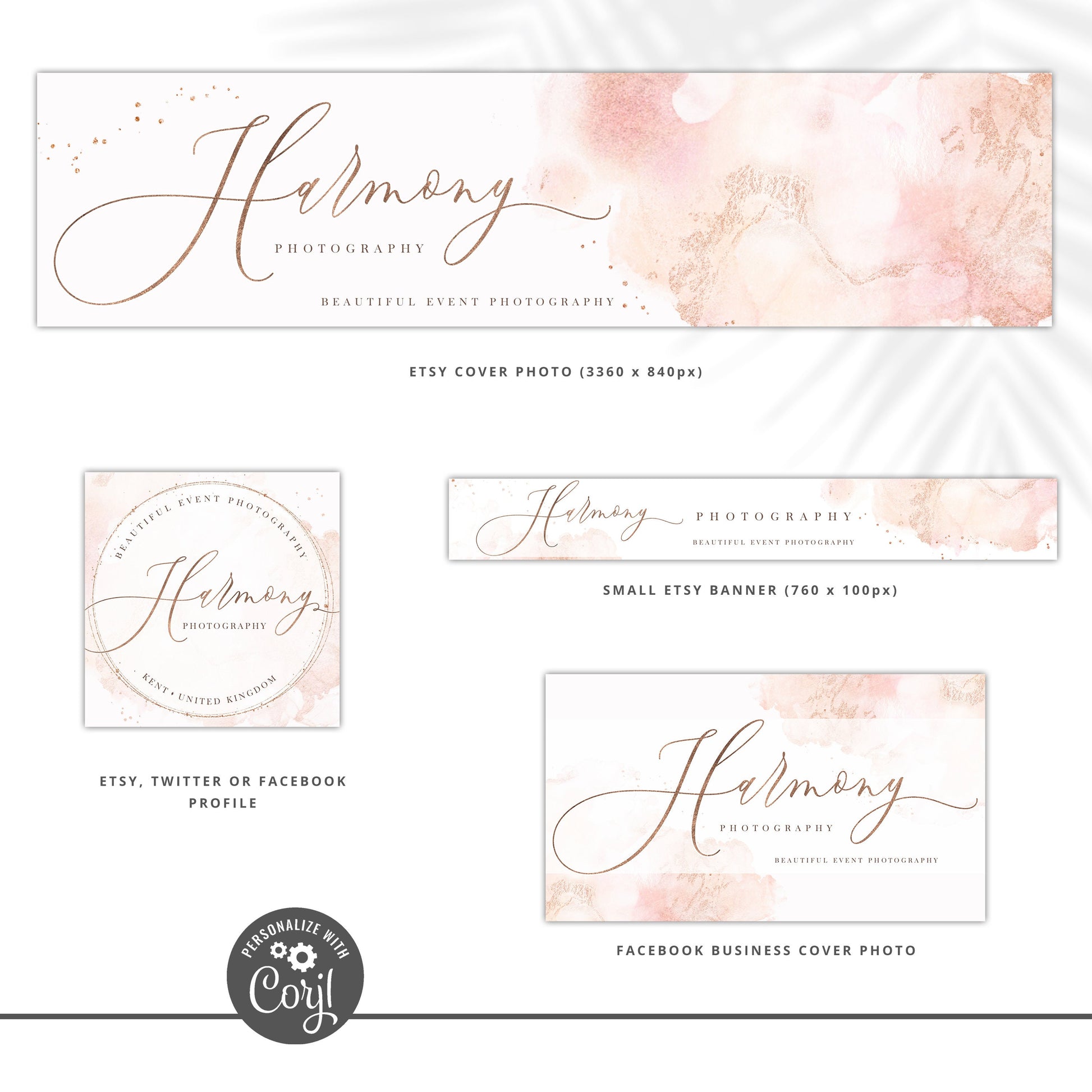 Editable 16pc FULL Branding Plus Brand Board Blush Marble Logo Kit | DIY Instant Template | Premade Business Startup Logo Set HP-001