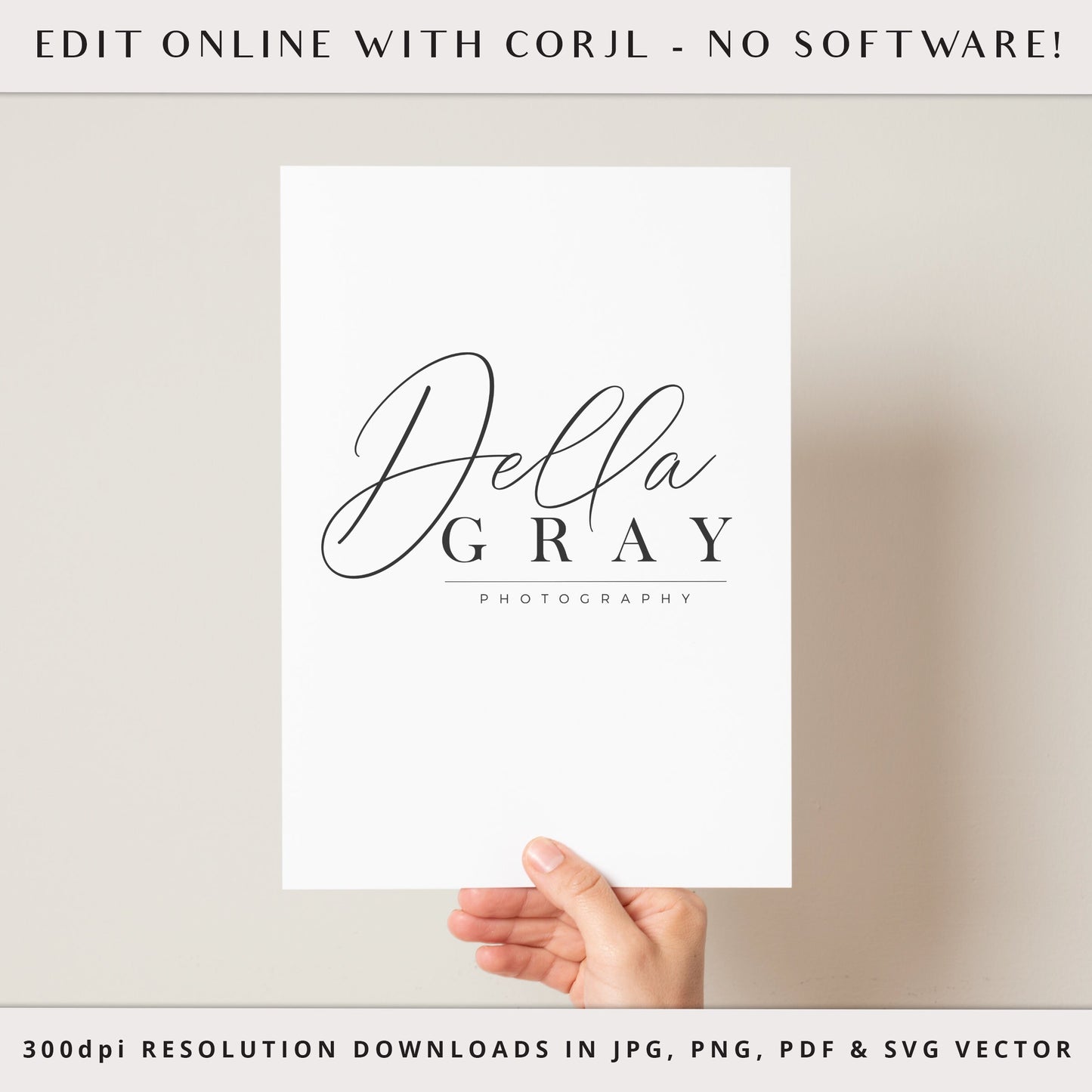 Editable Simple Logo Typography Signature Template | Instant Stamp Photography Watermark Logo Download DIY logo Premade Template DG-001