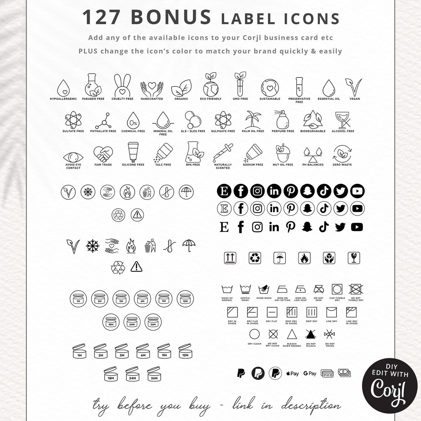 Editable 16pc FULL Branding Plus Brand Board Blush Marble Logo Kit | DIY Instant Template | Premade Business Startup Logo Set HP-001