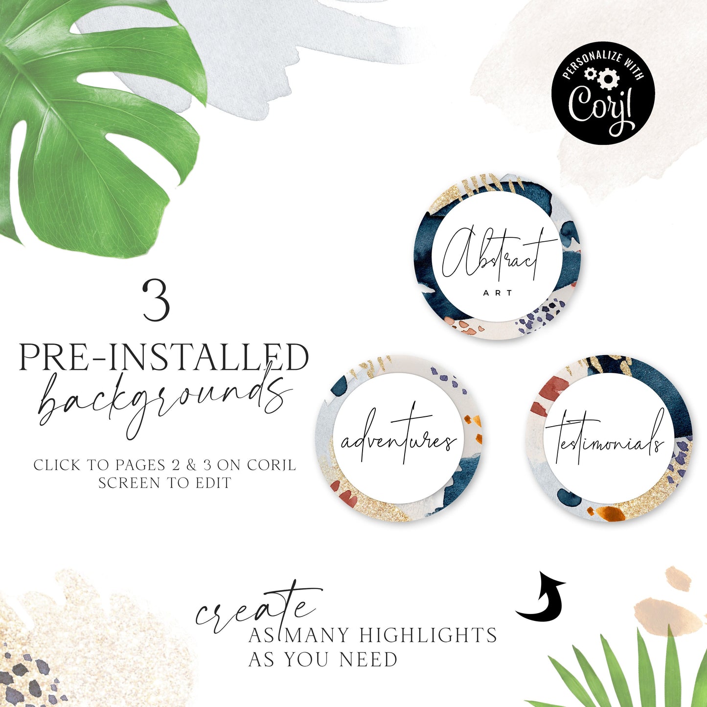 DIY Instagram Highlights Instagram Story Cover Template Instagram Highlights Design Abstract Watercolor - PR0642 - AA-001