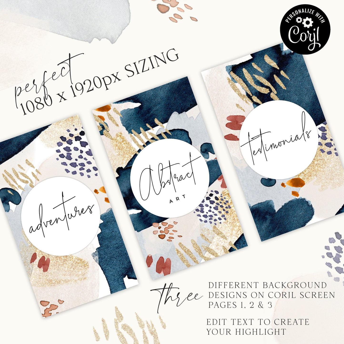 DIY Instagram Highlights Instagram Story Cover Template Instagram Highlights Design Abstract Watercolor - PR0642 - AA-001