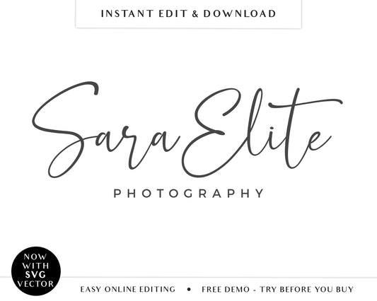 EDITABLE Signature Logo Text Only Photography Watermark Typography Logo Design INSTANT Download DIY Premade Customizable Template - PR0586