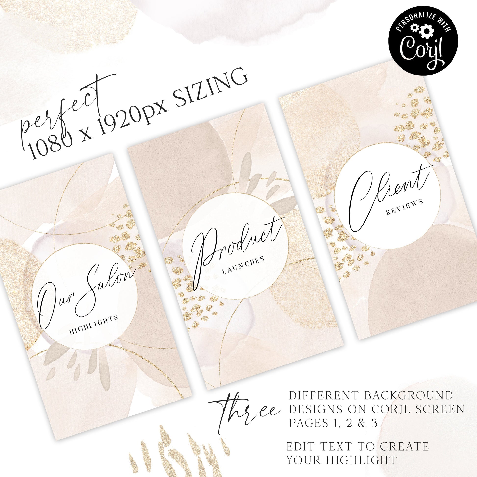 DIY Instagram Highlights Instagram Story Cover Template Instagram Highlights Design Sparkling Gold Abstract Watercolor - PR0643 - OO-001