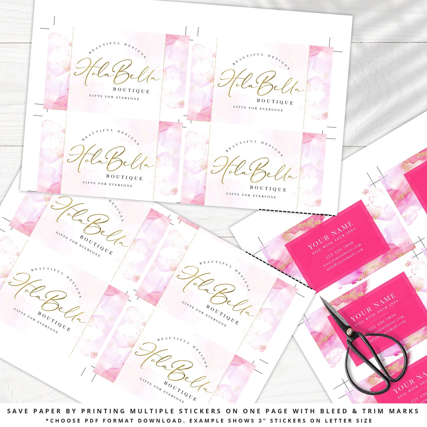 DIY Branding Bundle, Editable Templates, Pink Marble & Gold Glitter, Beauty Logo, Lash Logo, Premade logo, Branding Kit HB-001