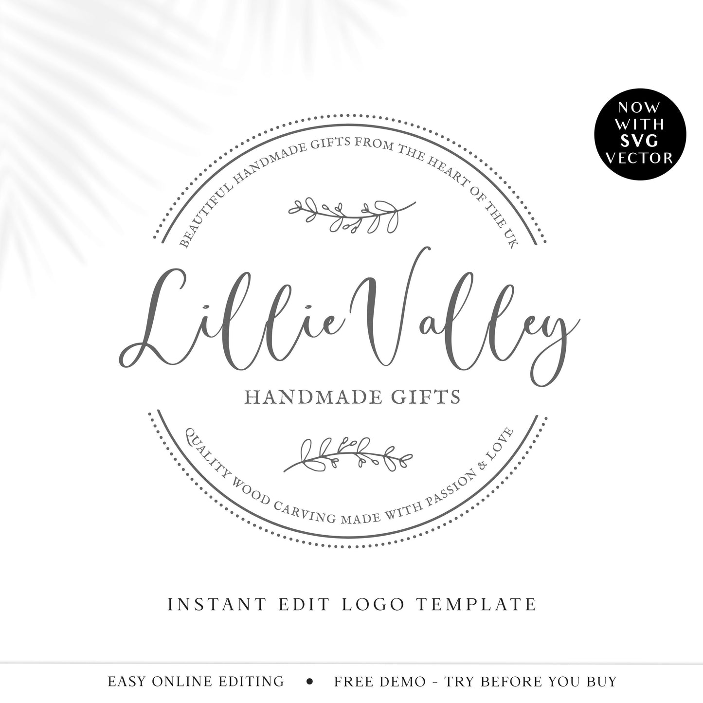 Editable Round Vintage Circular DIY Logo Template | InstantStamp Watermark Farmhouse Logo Download DIY logo Premade Template - PR0368