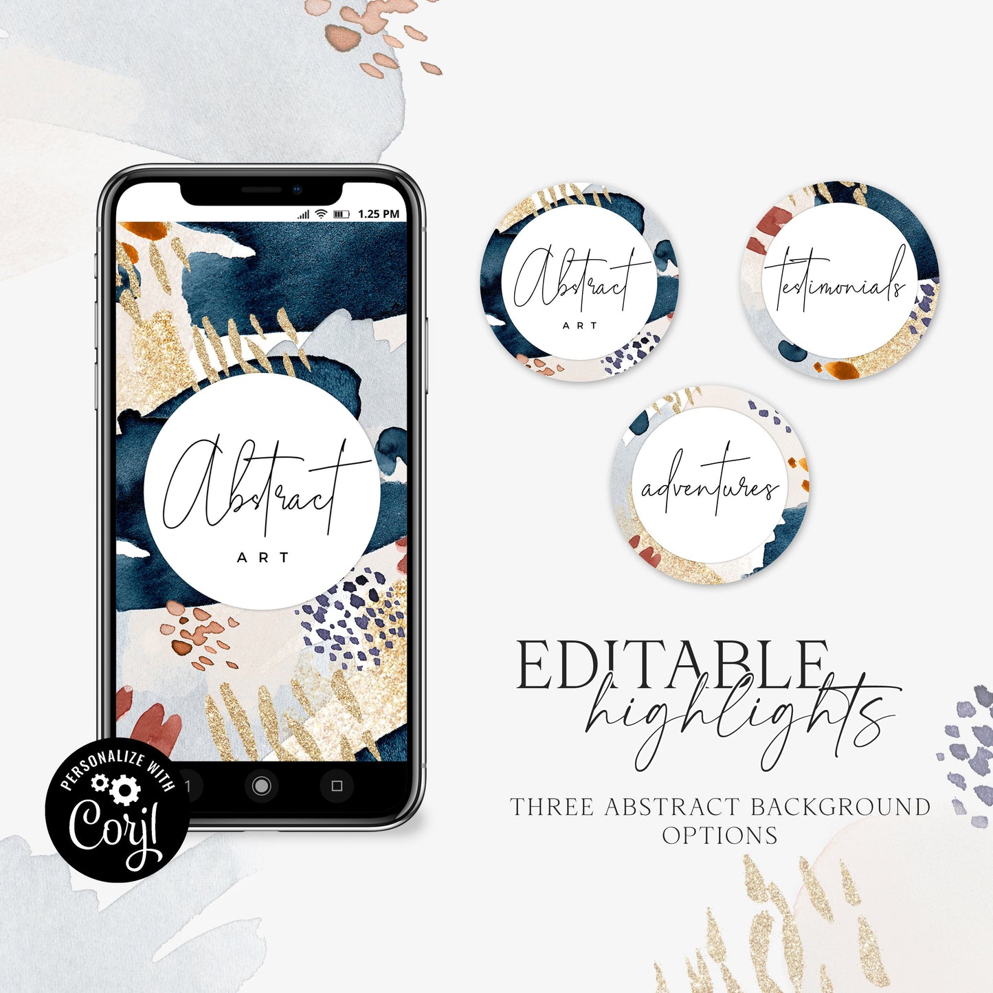 DIY Instagram Highlights Instagram Story Cover Template Instagram Highlights Design Abstract Watercolor - PR0642 - AA-001
