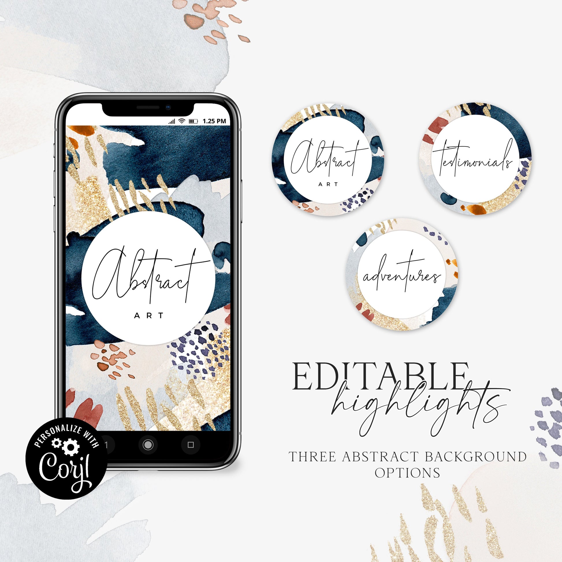 DIY Instagram Highlights Instagram Story Cover Template Instagram Highlights Design Abstract Watercolor - PR0642 - AA-001