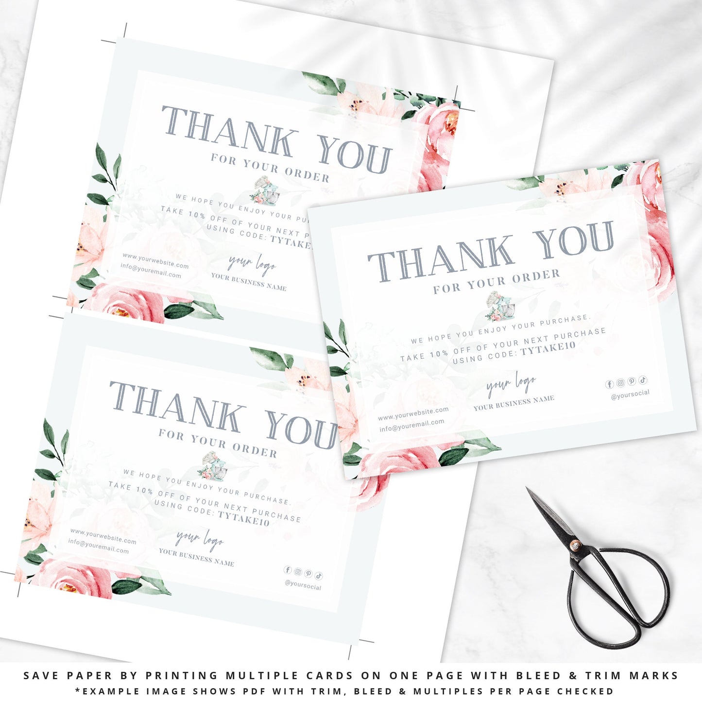 DIY Editable Thank You Card Template, Bakery Thank You Card, Premade Thank You For Your Business Card, Etsy Customer Thank you Note JB-001