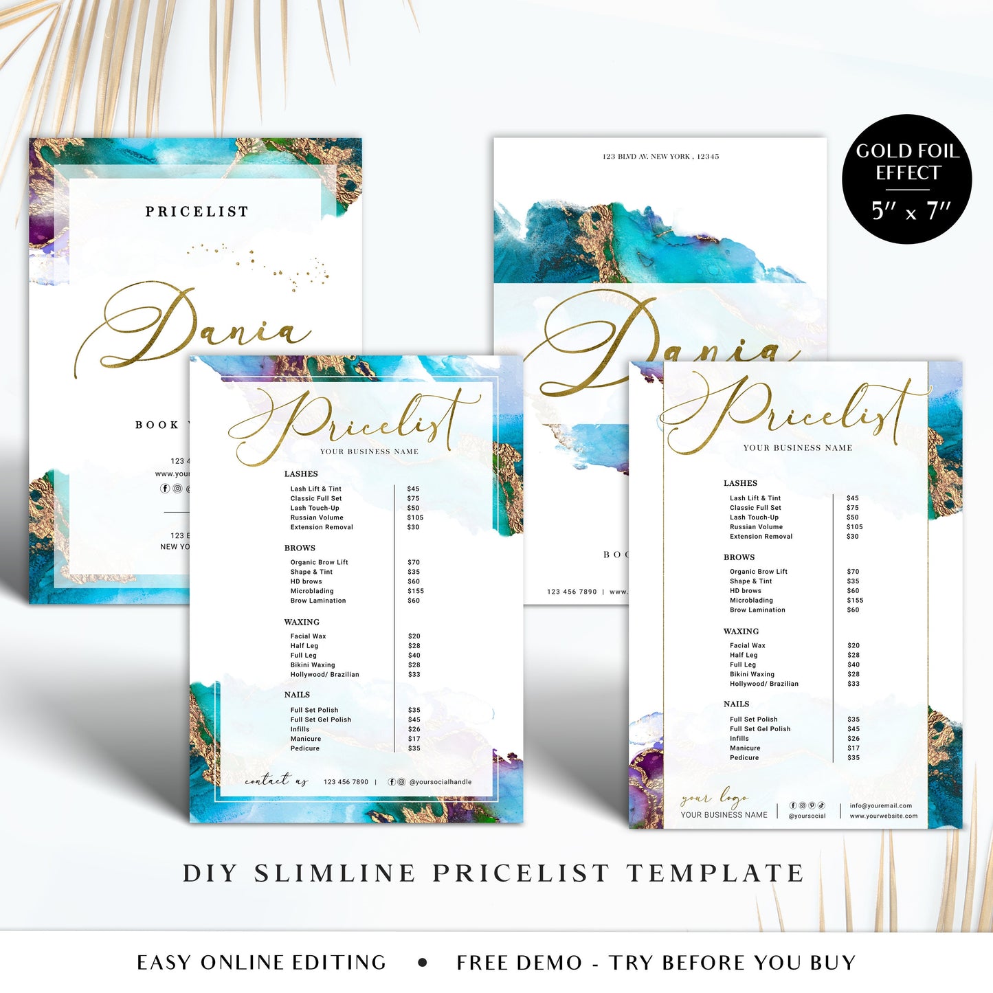 Business Price List Template, Editable Pricing Guide, Customizable Menu, Printable Price Guide, DIY Edit Beauty Salon Price Sheet DJ-001