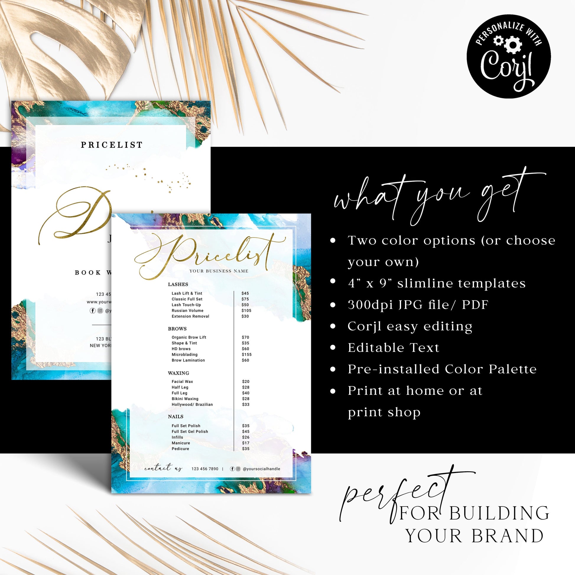 Business Price List Template, Editable Pricing Guide, Customizable Menu, Printable Price Guide, DIY Edit Beauty Salon Price Sheet DJ-001