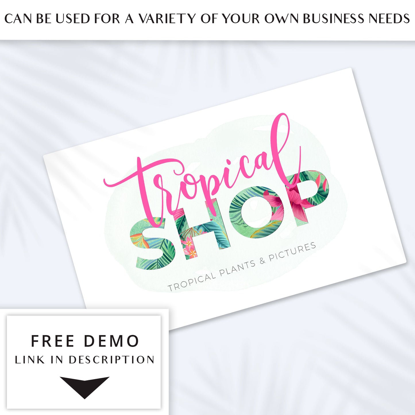 DIY Editable Tropical Logo Template, Premade Bright Color Nature Vegan Logo, Instant Edit Watermark Logo Download DIY logo - PR0374