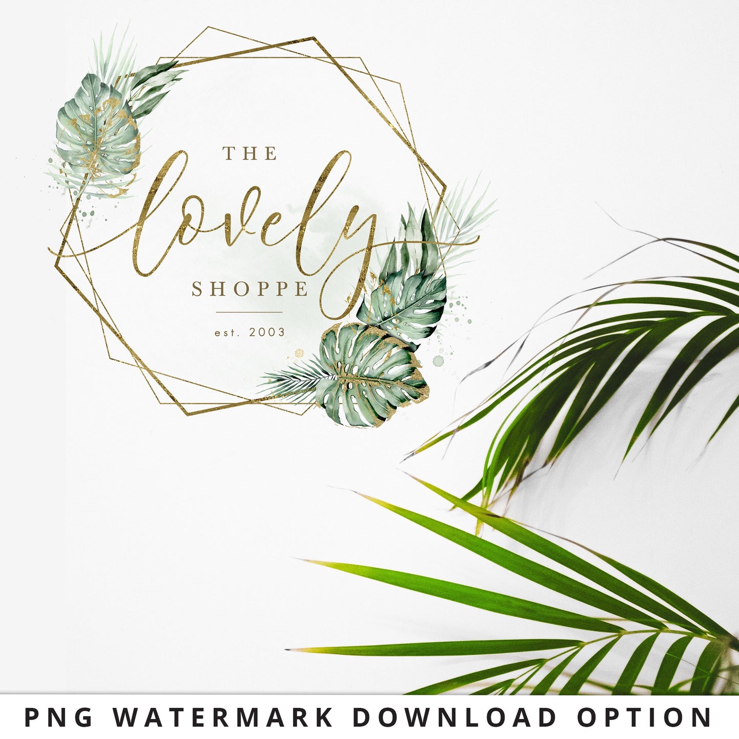 Boho Watercolor & Gold Foil Logo Design Instant Digital Download | DIY Editable Template |  Premade Logo | Foliage Logo LS-001